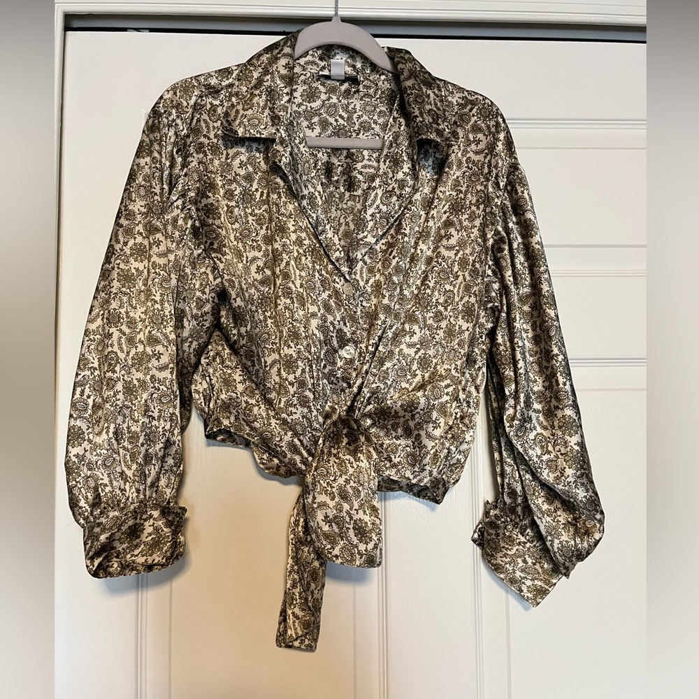Top shop satin effect tie blouse